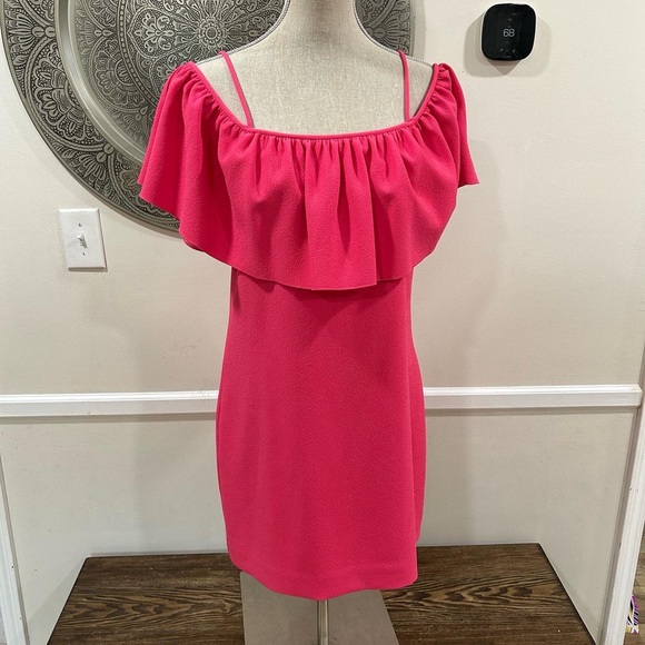 Trina Turk pink off the shoulders dress - Size 8  - Picture 6 of 8